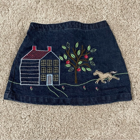 Lands' End Other - Lands End Girls Denim Embroidered Skirt 2T